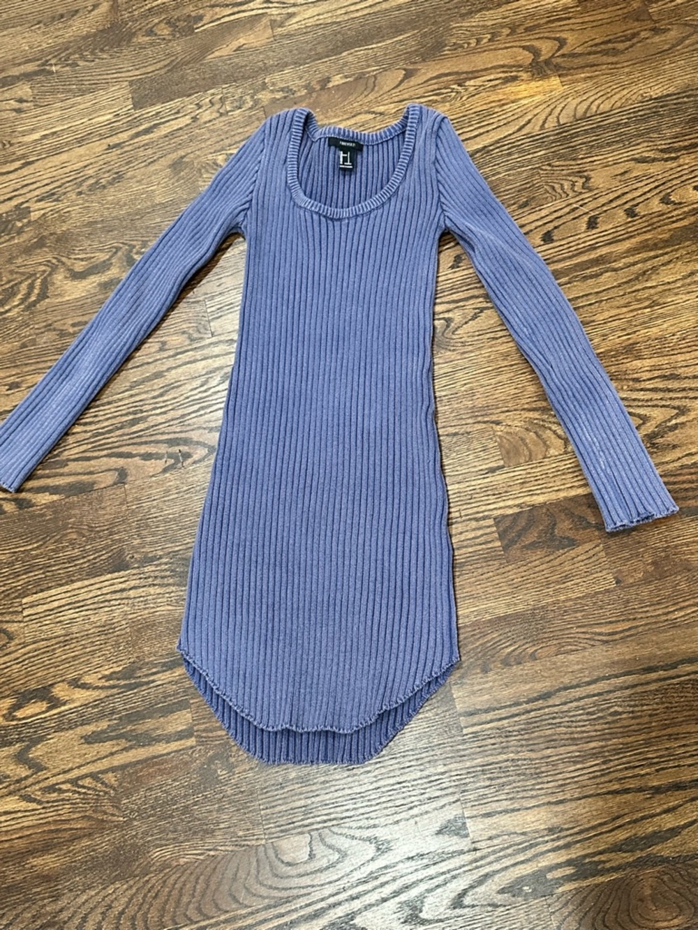 Forever 21 Lavender Ribbed Long-Sleeve Mini Dress